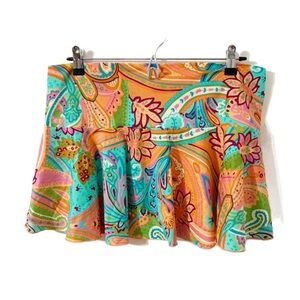 Victoria’s Secret Colorful Paisley Print Swimsuit Coverup Swim Mini Skirt 🧡💚🩵